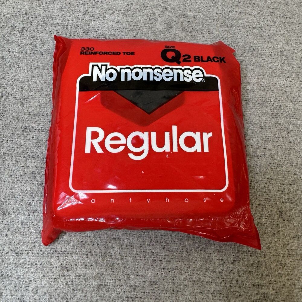 VTG 90s No Nonsense Pantyhose Black Regular 330 Reinforced Toe Size Q2 Unopened